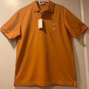 NWT Uniqlo polo pique shirt mustard orange dry technology premium cotton Medium